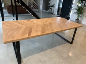 Luxury Chevron Parquet Slimline Edging Handmade Bespoke Dining Table