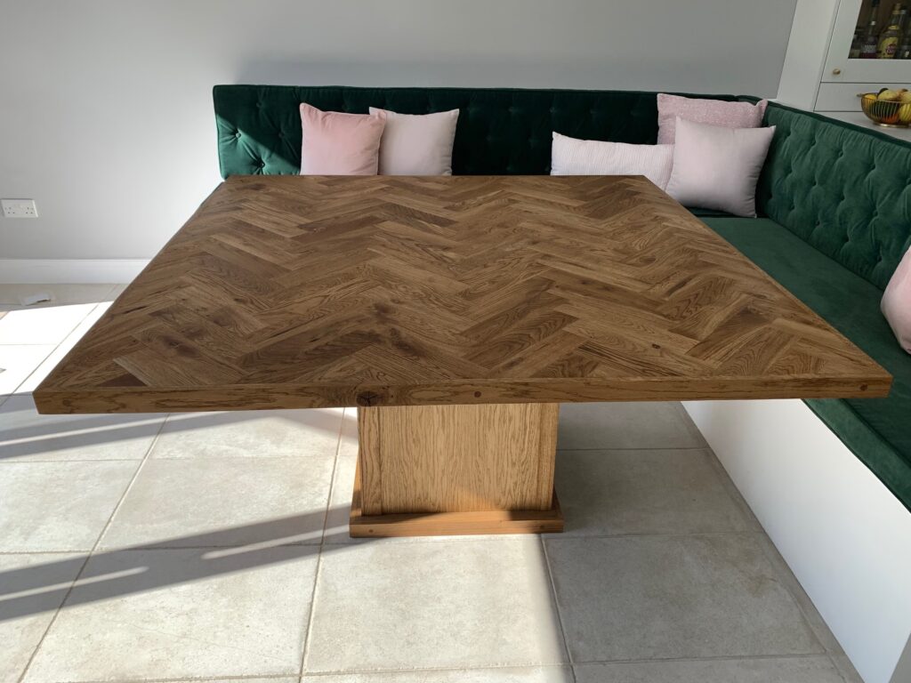 Square Luxury Handmade Dining Table Solid Oak Herringbone design ...