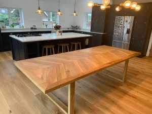 Luxury Chevron Parquet Wide Edging Table Handmade Bespoke
