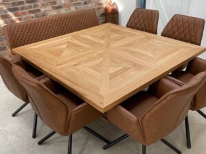 Square French Parquet Handmade Luxury Bespoke Dining Table