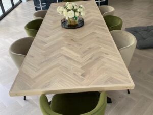 Herringbone parquet style table - Mixed Legs - Solid Oak - Bespoke / Made to measure.