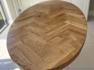 Oval Dining Table Solid Oak Herringbone Parquet Bespoke Made to Measure