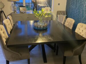 Linear Design Luxury Handmade Solid Oak Table Jet Black Satin