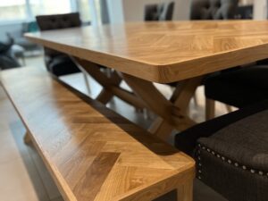 Rounded edge herringbone bench